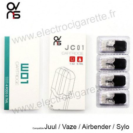 Pack 4 x cartouches à remplir - Juul / Vaze / Airbender / Sylo - OVNS