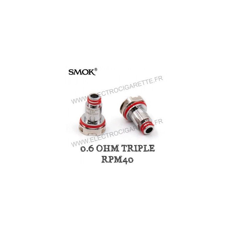 Pack de 5 x résistances Triple 0.6ohm RPM40 - Smok Pack de 5 x résistances Triple 0.6ohm RPM40 - Smok