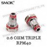 Pack de 5 x résistances Triple 0.6ohm RPM40 - Smok