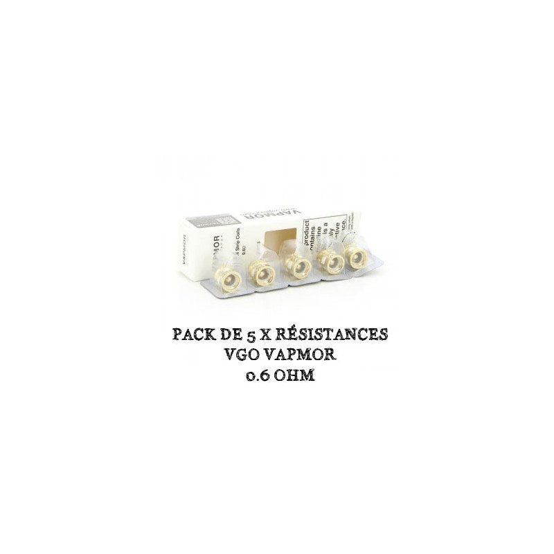 Pack de 5 x résistances VGO VapMor - 0.6 Ohm Pack de 5 x résistances VGO VapMor - 0.6 Ohm
