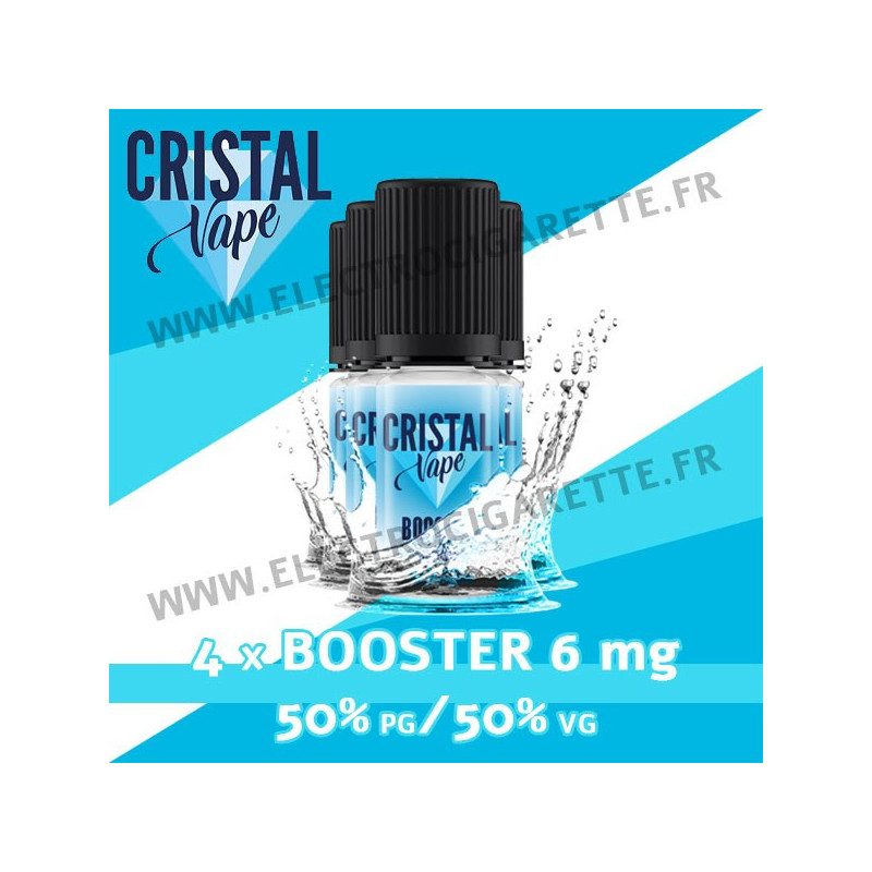 Pack 4 boosters 10ml pour avoir 6 mg de nicotine pour 100ml - Cristal Vape