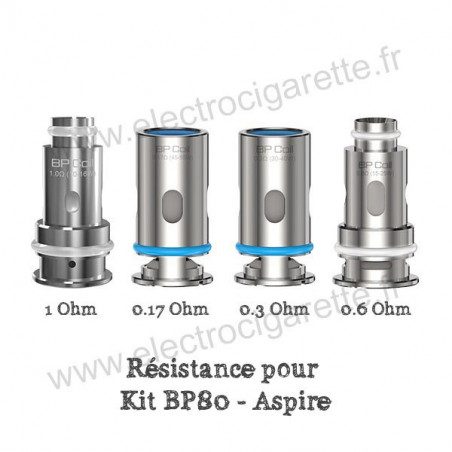 Pack de 5 x résistances BP80 pour 0.17ohm, 0.3ohm, 0.6ohm, 1ohm - Aspire
