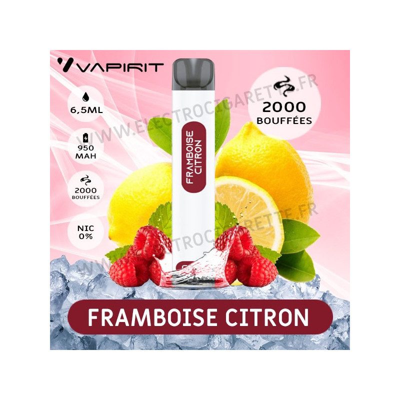 Framboise Citron - 2000 Puffs - Vapirit - Cigarette jetable