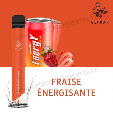 Fraise énergisante - Elf Bar 600 - 550mah 2ml - Vape Pen - Cigarette jetable