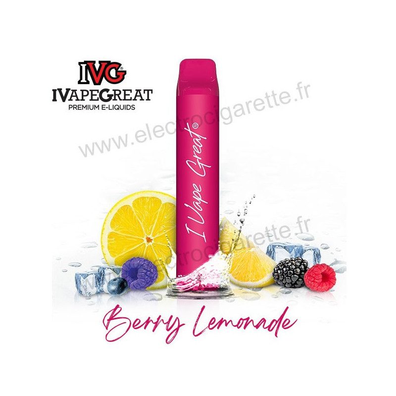 Berry Limonade Ice - I Vape Great Plus - IVG - Puff Vape Pen - Cigarette jetable