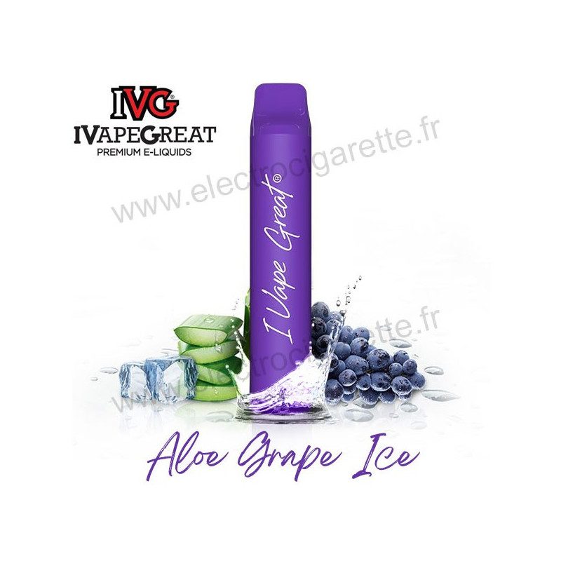 Aloe Grape Ice - I Vape Great Plus - IVG - Puff Vape Pen - Cigarette jetable