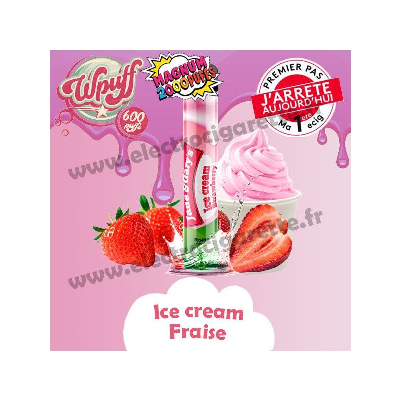 Ice Cream Strawberry - Wpuff Magnum - Vape Pen - Cigarette jetable