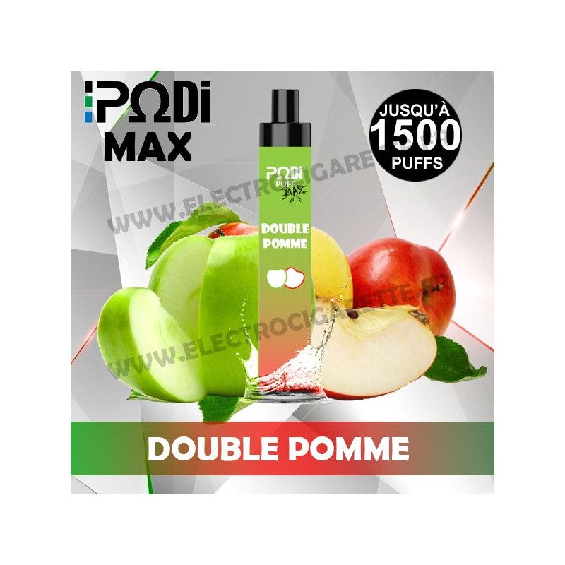 Double Pomme - PodiPuff Max - 1500 bouffées - Podissime - Vape Pen - Cigarette jetable