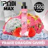 Fraise Dragon Givrés - PodiPuff Max - 1500 bouffées - Podissime - Vape Pen - Cigarette jetable