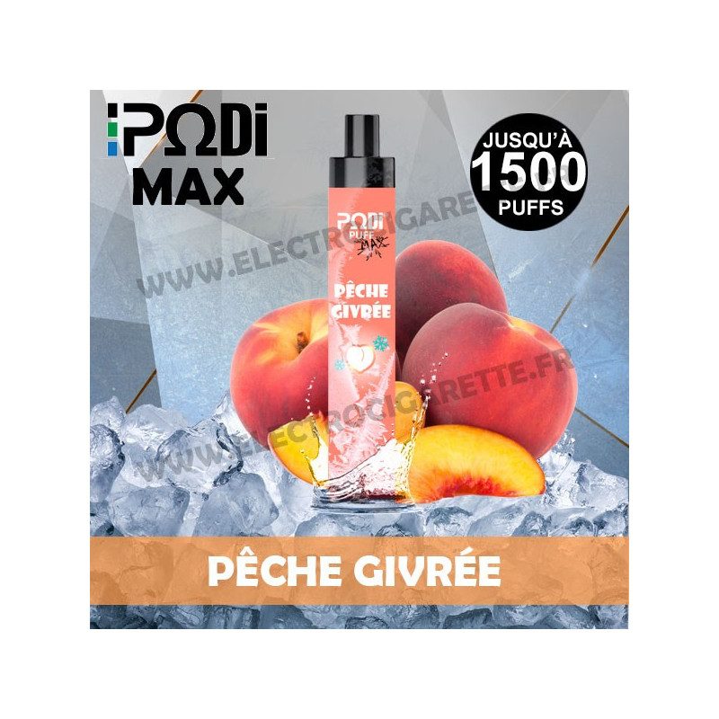 Pêche Givrée - PodiPuff Max - Podissime - Vape Pen - Cigarette jetable