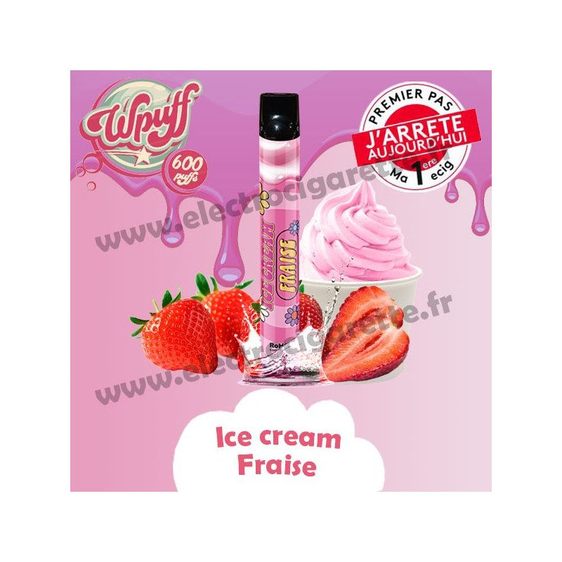 Puff Ice Cream Fraise - Wpuff - Vape Pen - Cigarette jetable