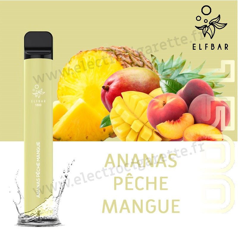Ananas Pêche Mangue - Elf Bar 1500 - 850mah 4.8ml - Vape Pen - Cigarette jetable