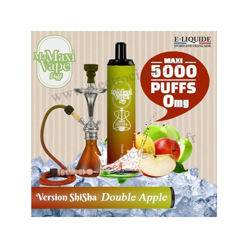 Double Apple - Version Shisha - Ma maxi vape - 5000 puffs - Vape Pen - Cigarette jetable - Sans Nicotine