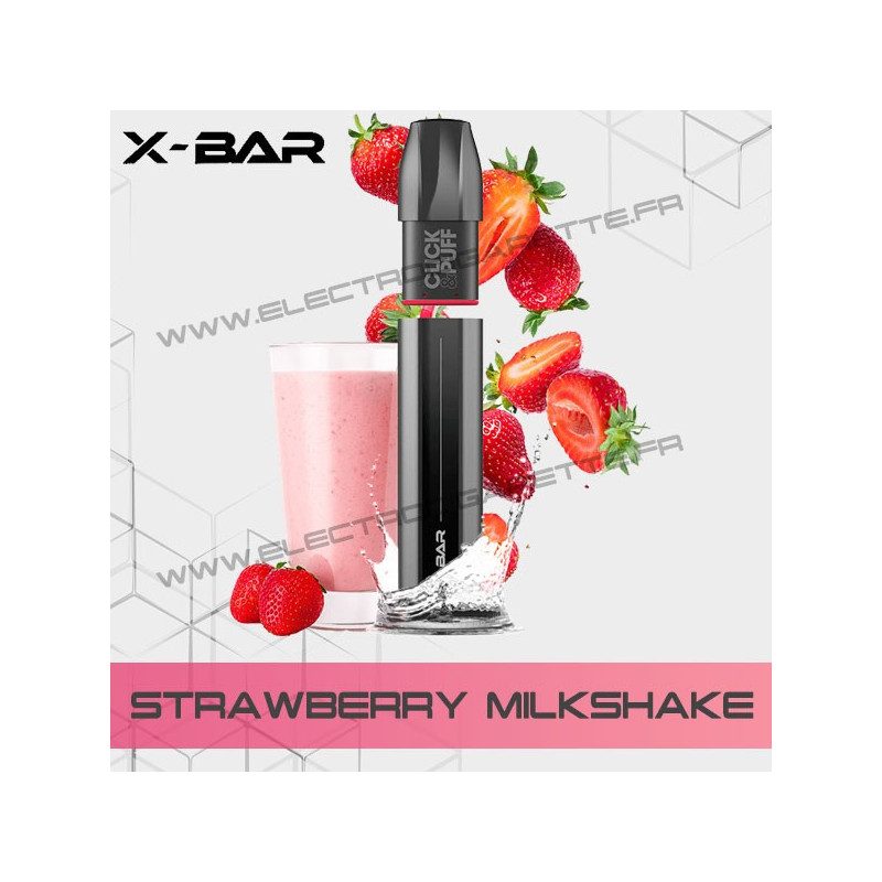 Strawberry Milkshake - Milkshake à la Fraise - X-Bar Click Puff - Vape Pen - Cigarette jetable