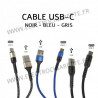 Câble USB-C - 1?mètre - 5A - Noir - Gris - Bleu