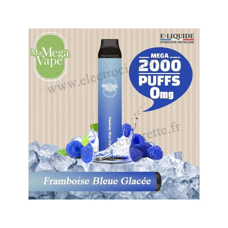 Framboise Bleue Glacée - Ma mega vape - Vape Pen - Cigarette jetable