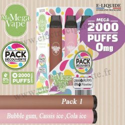 Pack découverte 1 - Ma mega vape - Vape Pen - Cigarette jetable - 2000 Puffs