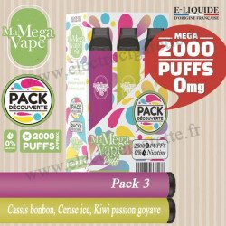 Pack découverte 3 - Ma mega vape - Vape Pen - Cigarette jetable - 2000 Puffs