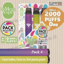 Pack découverte 4 - Ma mega vape - Vape Pen - Cigarette jetable - 2000 Puffs