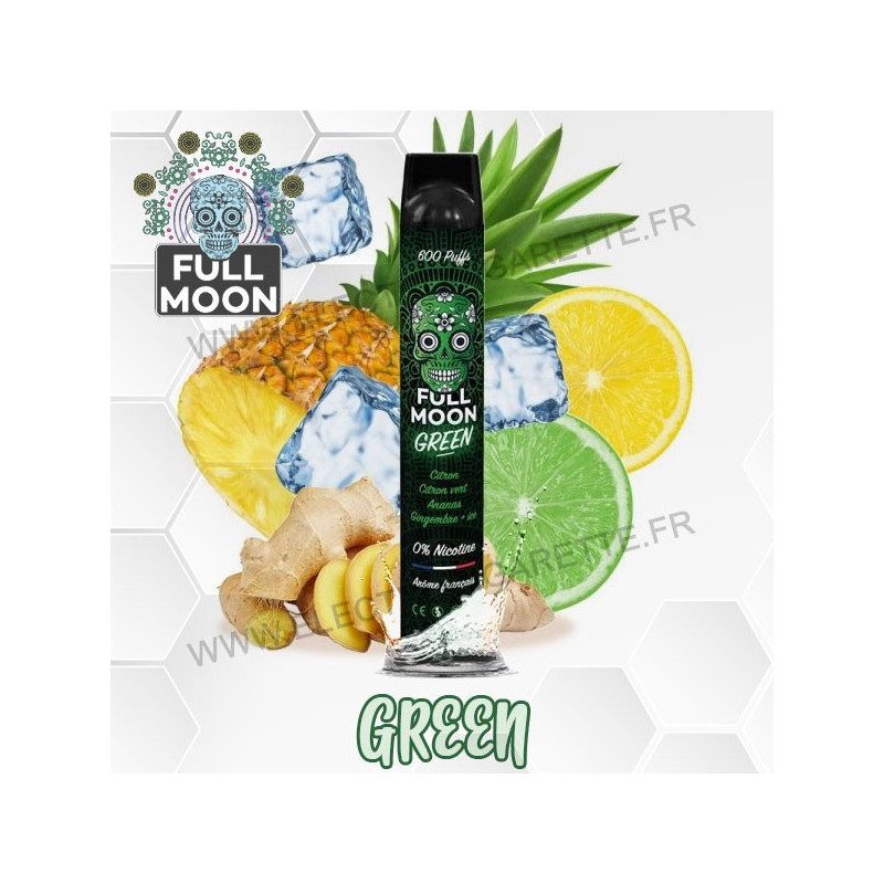 Green - Full Moon - 600 Puff - Vape Pen - Cigarette jetable