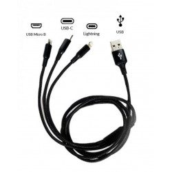 Cable USB 3 en 1 - Type C / Micro Usb / Lightning 125 cm 2.8A