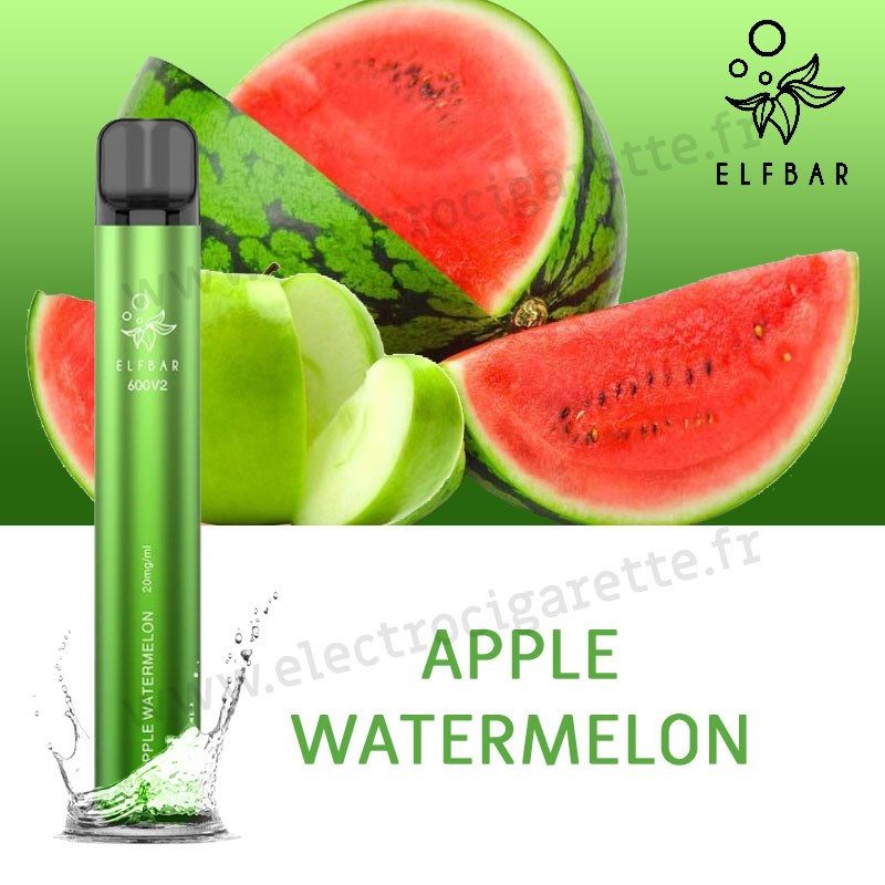 Apple Watermelon - Pomme Pastèque - Elf Bar 600 v2 - 360mah 2ml - Vape Pen - Cigarette jetable