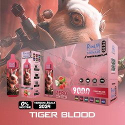 Boite Tiger Bloods - White Rabbit - RandM Tornado - 9000 Puffs - Vape Pen - Cigarette jetable
