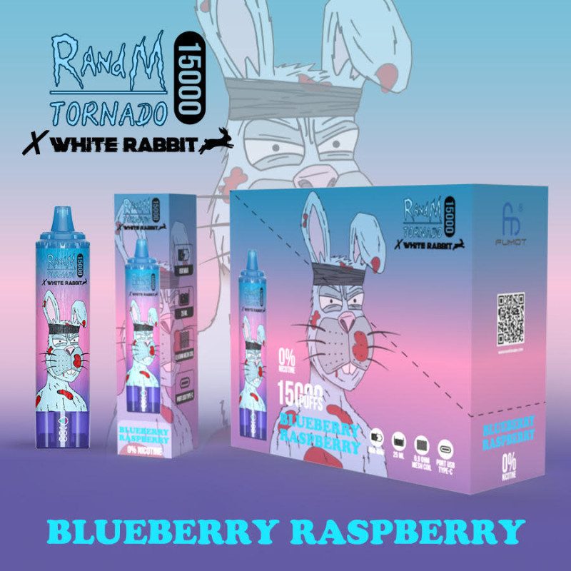 Blueberry Raspberry - White Rabbit - RandM Tornado - 15000 Puffs - Vape Pen - Cigarette jetable Blueberry Raspberry - White Rabbit - RandM Tornado - 15000 Puffs - Vape Pen - Cigarette jetable