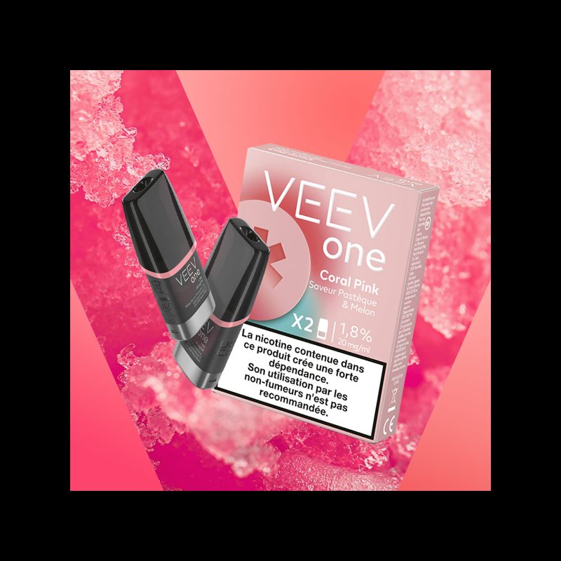 Paquet de 2 Pods pré-remplis Veev One Coral Pink - Veev Melon Pastèque