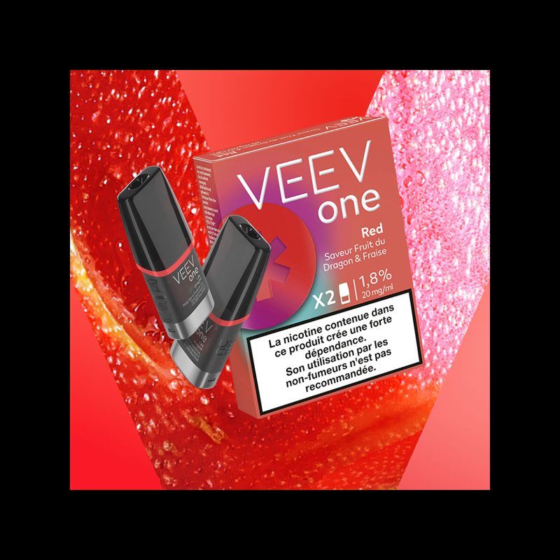 Paquet de 2 Pods pré-remplis Veev One Red - Veev Fraise Fruit du Dragon