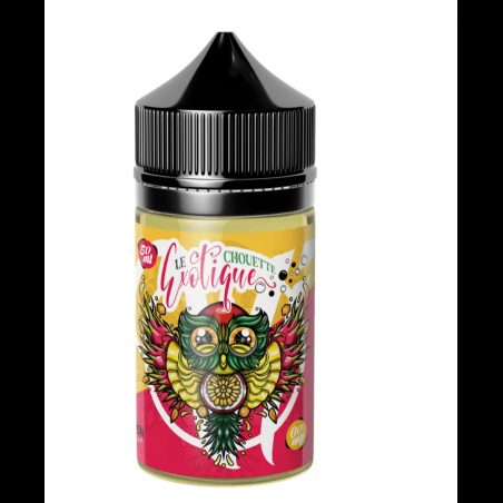 Bouteille d'E-liquide 'Le Chouette Exotique' de Vape Institut, 50 ml, avec design tropical de chouette