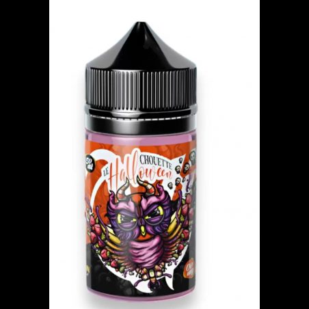 Bouteille d'E-liquide 'Le Chouette Halloween' de Vape Institut, 50 ml, avec chouette décorée Halloween.