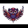 Illustration colorée de chouette avec fruits rouges pour e-liquide 'Le Chouette Fruits Rouges