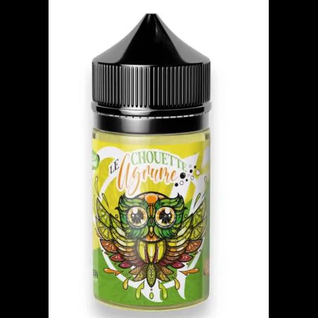 Bouteille d'E-liquide 'Le Chouette Agrume' de Vape Institut, 50 ml, avec illustration colorée de chouette