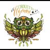 Logo 'Le Chouette Agrume' avec chouette multicolore et texte, pour e-liquide.