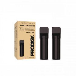 Pack Prodigy par Vape Maker avec cartouches pré-remplies goût vanille caramel Nic Salt 2ml