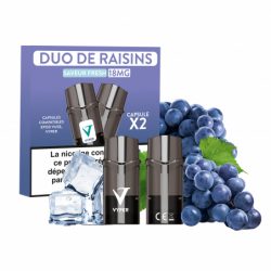 Cartouches Vyper One duo de raisins 18mg, capsules compatibles 2ml, saveur fraîche de raisin, pack de 2, produit de vapotage