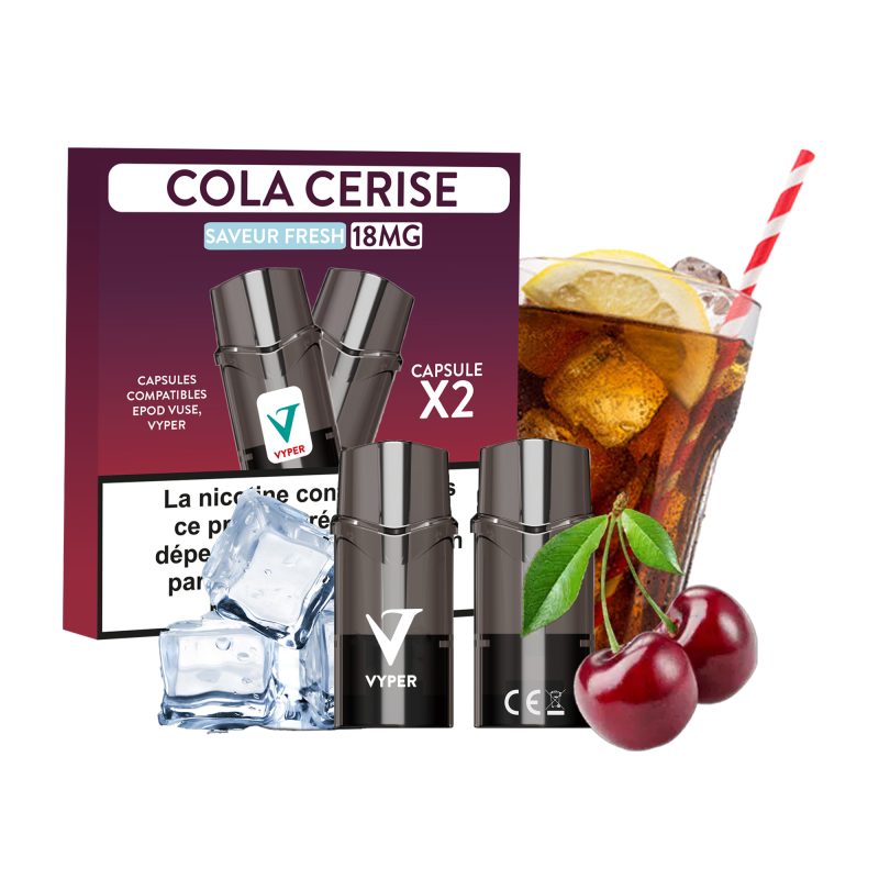 Cartouches Vyper One cola cerise 18mg, double capsules de 2ml, saveur rafraîchissante, pack de 2, accessoires pour e-cigarette Cartouches Vyper One cola cerise 18mg, double capsules de 2ml, saveur rafraîchissante, pack de 2, accessoires pour e-cigarette