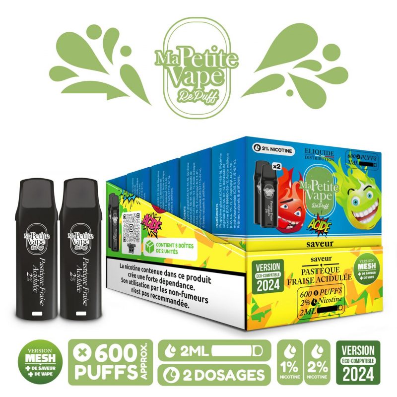 Ma Petite Vape De Puff 600 Puffs - Pastèque Fraise Acidulée Ma Petite Vape De Puff 600 Puffs - Pastèque Fraise Acidulée