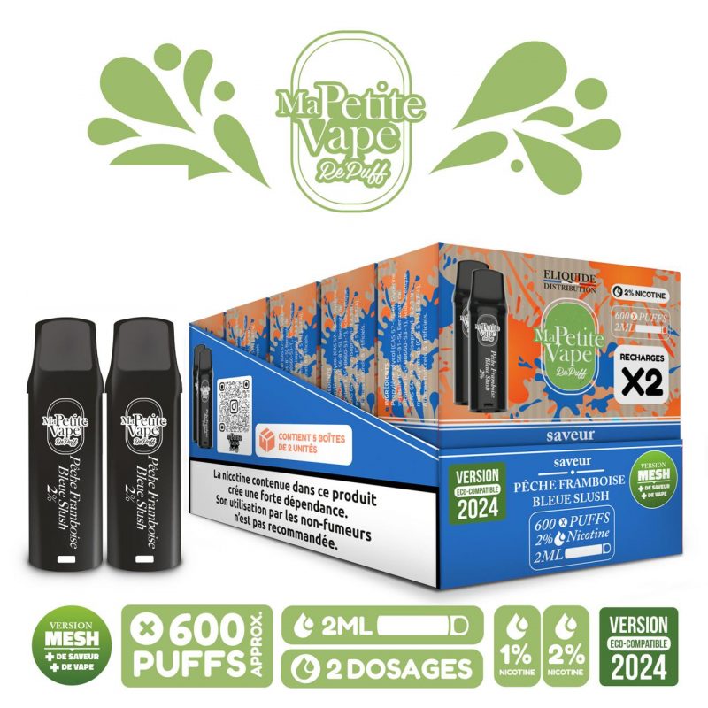 Pêche Framboise Bleue Slush- Pod RePuff - Ma petite vape - Pod Pêche Framboise Bleue Slush- Pod RePuff - Ma petite vape - Pod