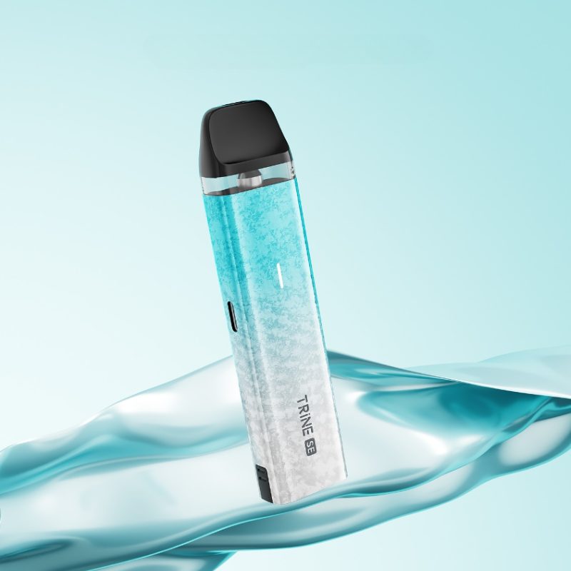 Vape Trine SE turquoise avec design gelé, cartouche visible, Innokin Vape Trine SE turquoise avec design gelé, cartouche visible, Innokin