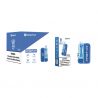 Boîte de Kangertech EVO Pod bleue avec capsules de recharge de nicotine et logo Kangertech