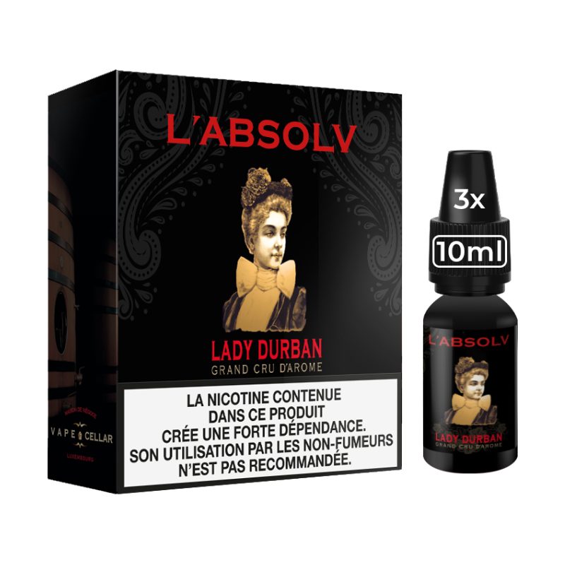 Lady Durban L'Absolv Vape Cellar 3x10mL - Disponible en 3, 6, 11, 16mg Lady Durban L'Absolv Vape Cellar 3x10mL - Disponible en 3, 6, 11, 16mg