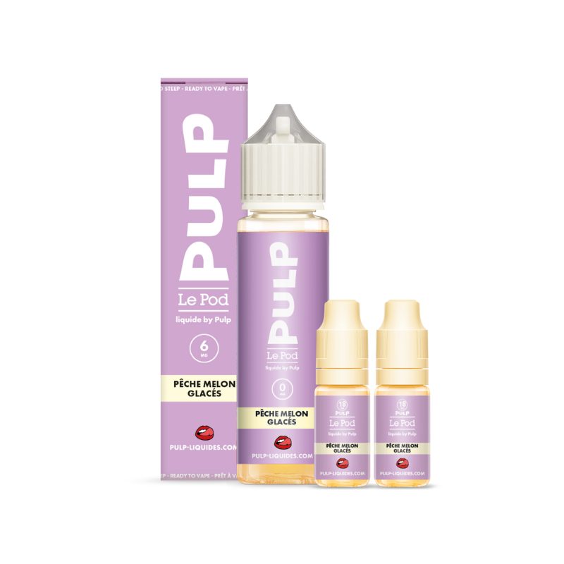 Pack 60ml Peche Melon Glaces Le Pod Liquide Pulp 6mg Pack 60ml Peche Melon Glaces Le Pod Liquide Pulp 6mg