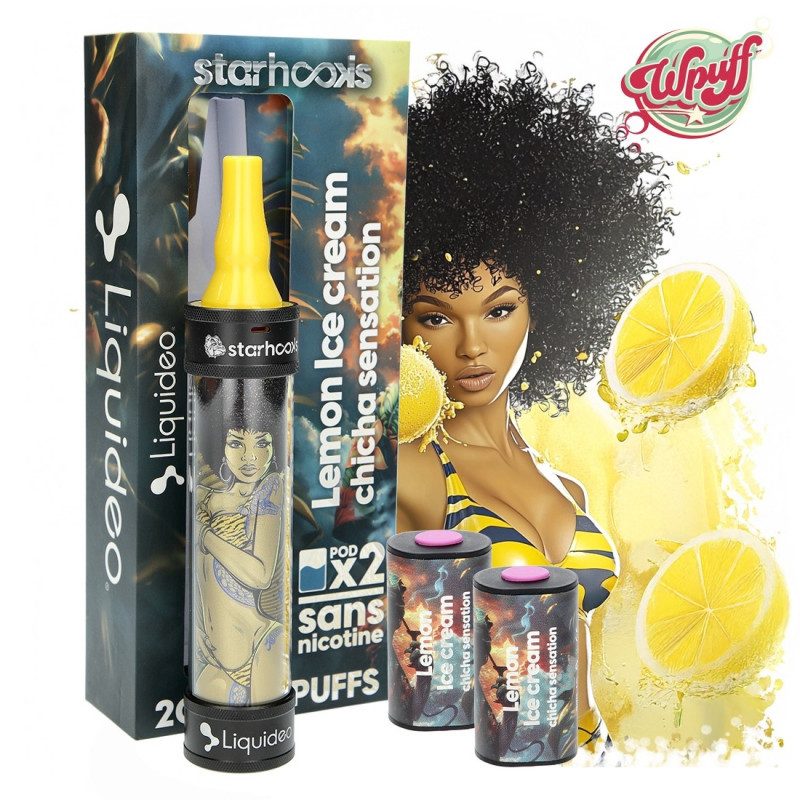 Starhooks Chicha 20 000 Puffs - 1 Batterie + 2 Pods Lemon Ice Cream Starhooks Chicha 20 000 Puffs - 1 Batterie + 2 Pods Lemon Ice Cream