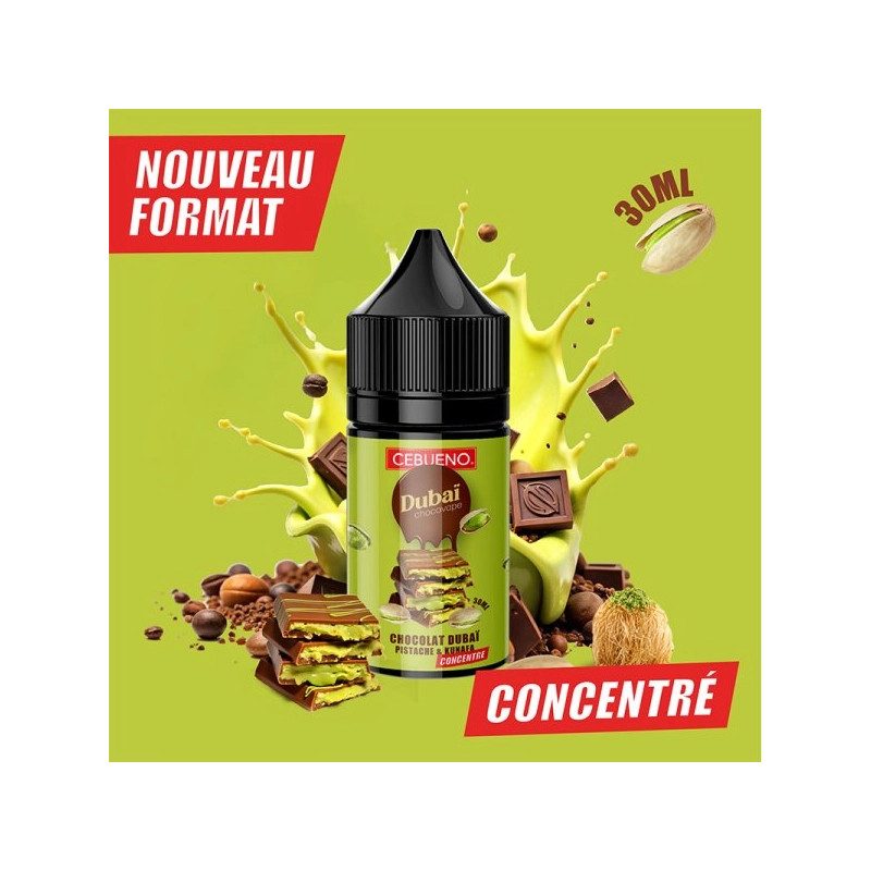 Concentré Dubaï Chocovape 30ml - Cebueno - Arôme gourmand chocolat noir azerty pistache Concentré Dubaï Chocovape 30ml - Cebueno - Arôme gourmand chocolat noir azerty pistache
