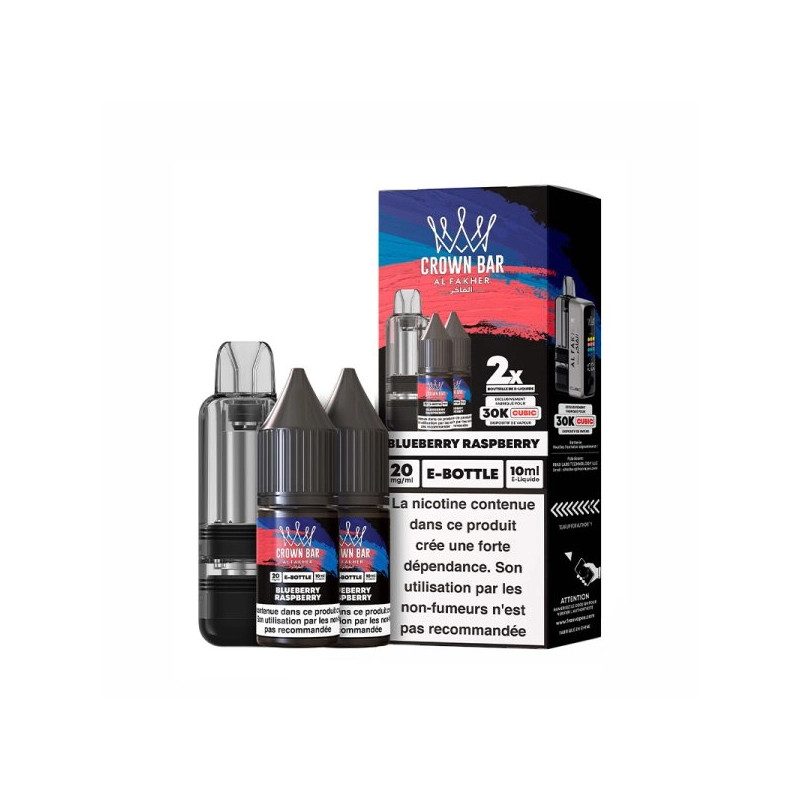 Blueberry Raspberry - Cartouche Cubic 30k 20ml avec 2 x E-liquides 20mg 10ml - Crown Bar by Al Fakher