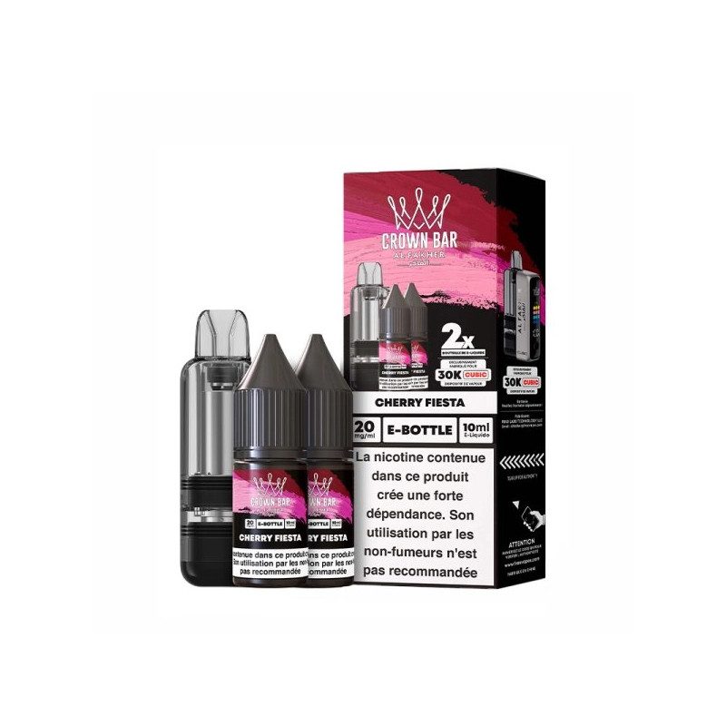 Cherry Fiesta - Cartouche Cubic 30k 20ml avec 2 x E-liquides 20mg 10ml - Crown Bar by Al Fakher Cherry Fiesta - Cartouche Cubic 30k 20ml avec 2 x E-liquides 20mg 10ml - Crown Bar by Al Fakher