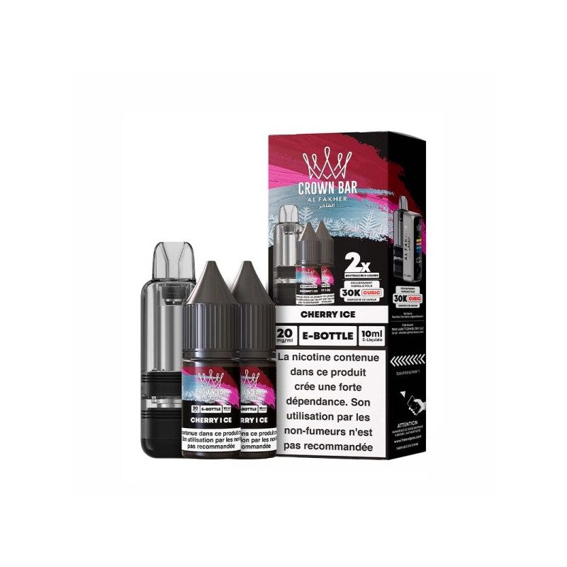 Cherry Ice - Cartouche Cubic 30k 20ml avec 2 x E-liquides 20mg 10ml - Crown Bar by Al Fakher Cherry Ice - Cartouche Cubic 30k 20ml avec 2 x E-liquides 20mg 10ml - Crown Bar by Al Fakher