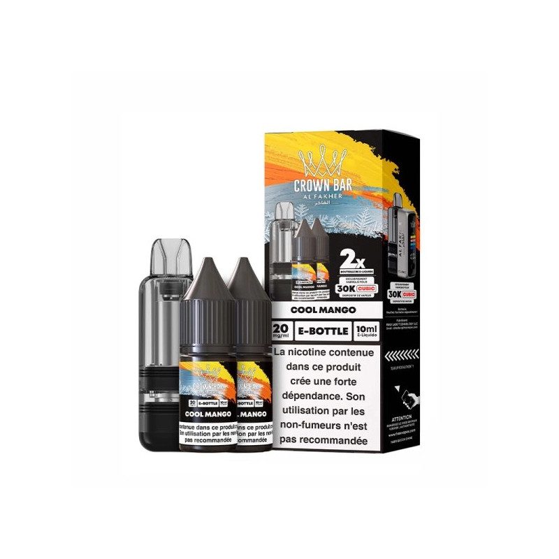 Cool Mango - Cartouche Cubic 30k 20ml avec 2 x E-liquides 20mg 10ml - Crown Bar by Al Fakher Cool Mango - Cartouche Cubic 30k 20ml avec 2 x E-liquides 20mg 10ml - Crown Bar by Al Fakher